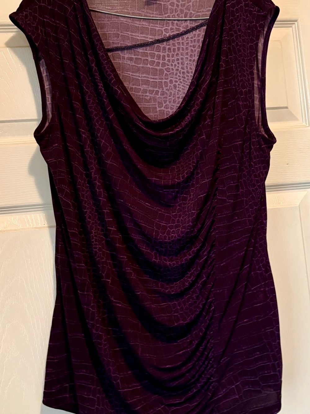 Michael Kors Sleeveless Draped Cowl Neck Tunic in Deep Plum-XL